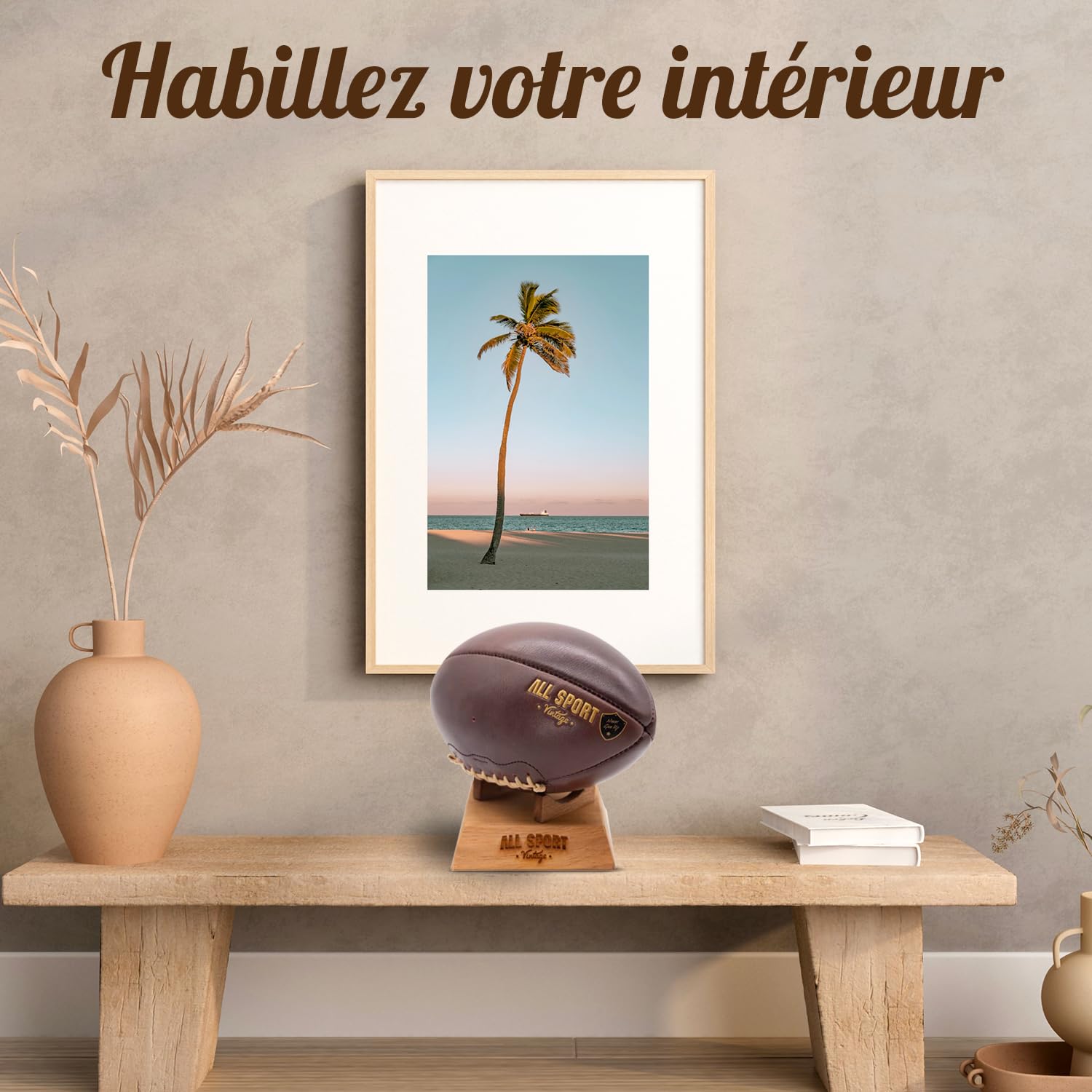 Ballon Football Américain Cuir Vachette Cousu Main Marque Française