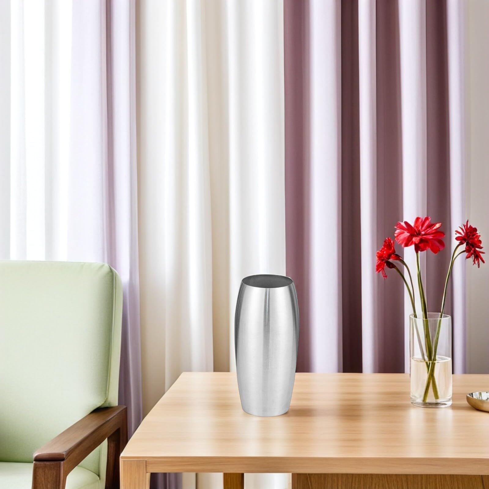 DOITOOL Runde Blumenvase aus Edelstahl in Silber mit Rostschutz Minimalistisches Design für Moderne Tischdeko und Festliche Hochzeitsfeiern im Landhausstil
