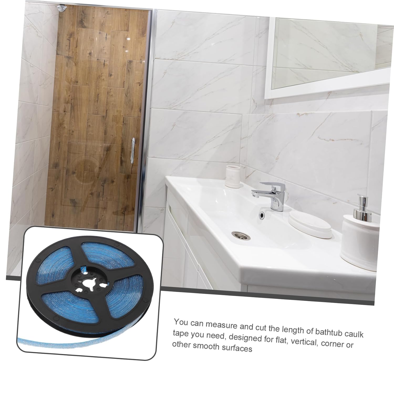 2 Rolls Self Adhesive Caulk Strip Tape for Bathrooms, PVC Acrylic