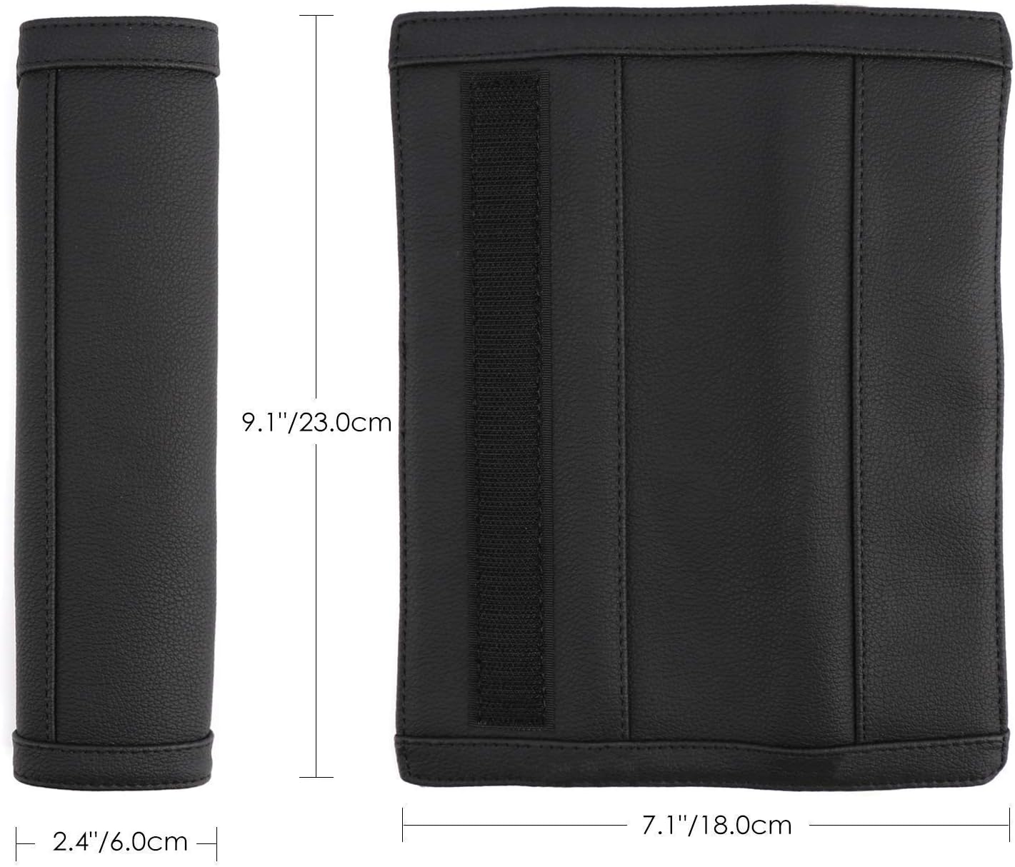 SEG Direct Microfiber Leather Auto Car Steering Wheel Cover with Seat Belt Pads Pack of 2 - Black