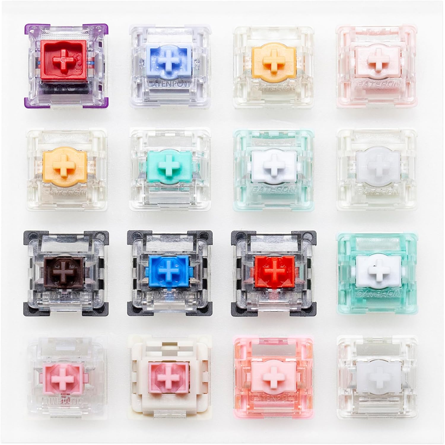 KPREPUBLIC Magnetic Switch Tester with Blank keycaps Acrylic Base with TTC Magneto Deng God Dual Rail Orange Pink Jade Pro Yellow White for Mechanical Keyboard (Magnetic T 16in1 x1)