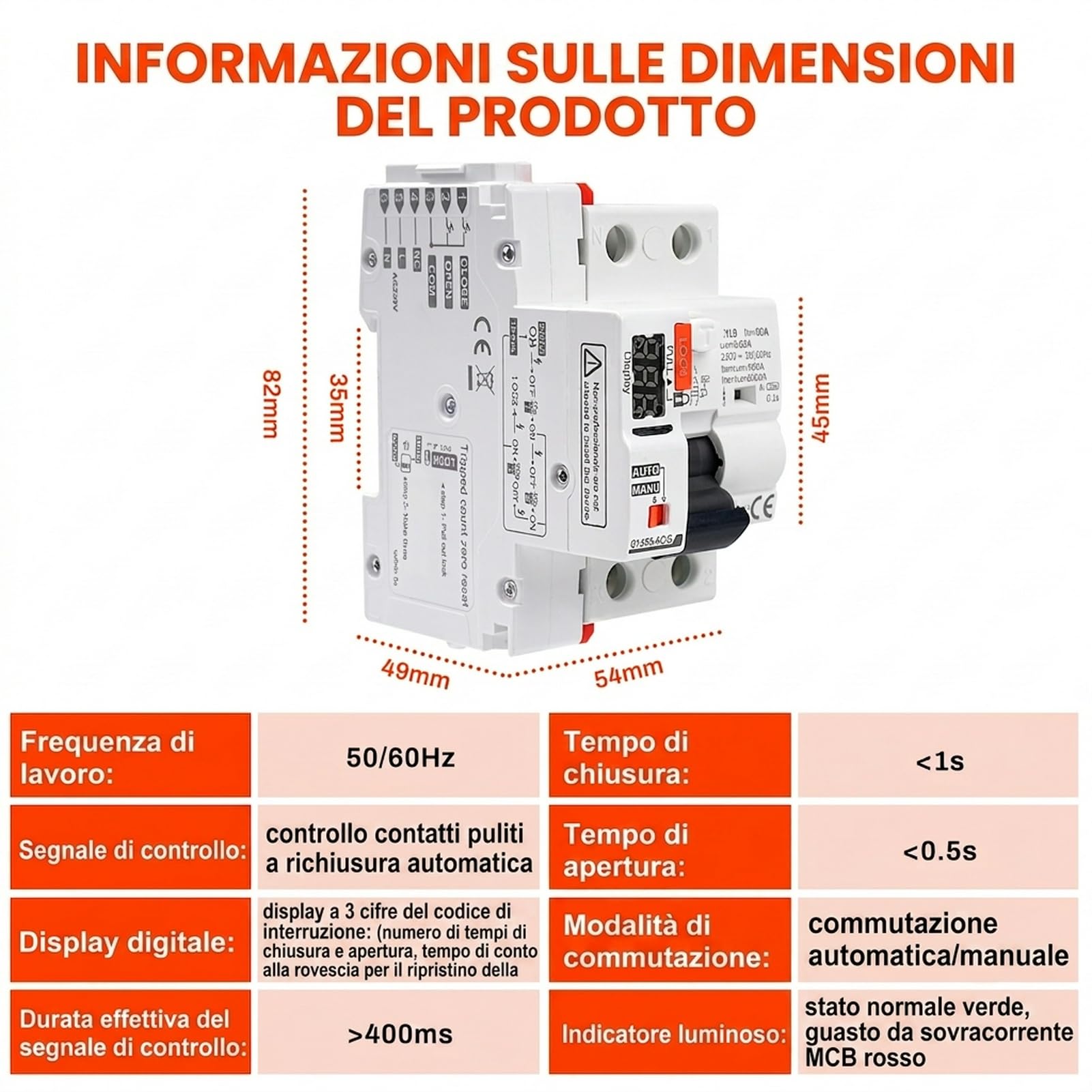 40A Salvavita con riarmo automatico Interruttore differenziale a riarmo automatico Differenziale riarmo automatico RCCB tipo A con display 220V 2P riarmo automatico in modalità auto.