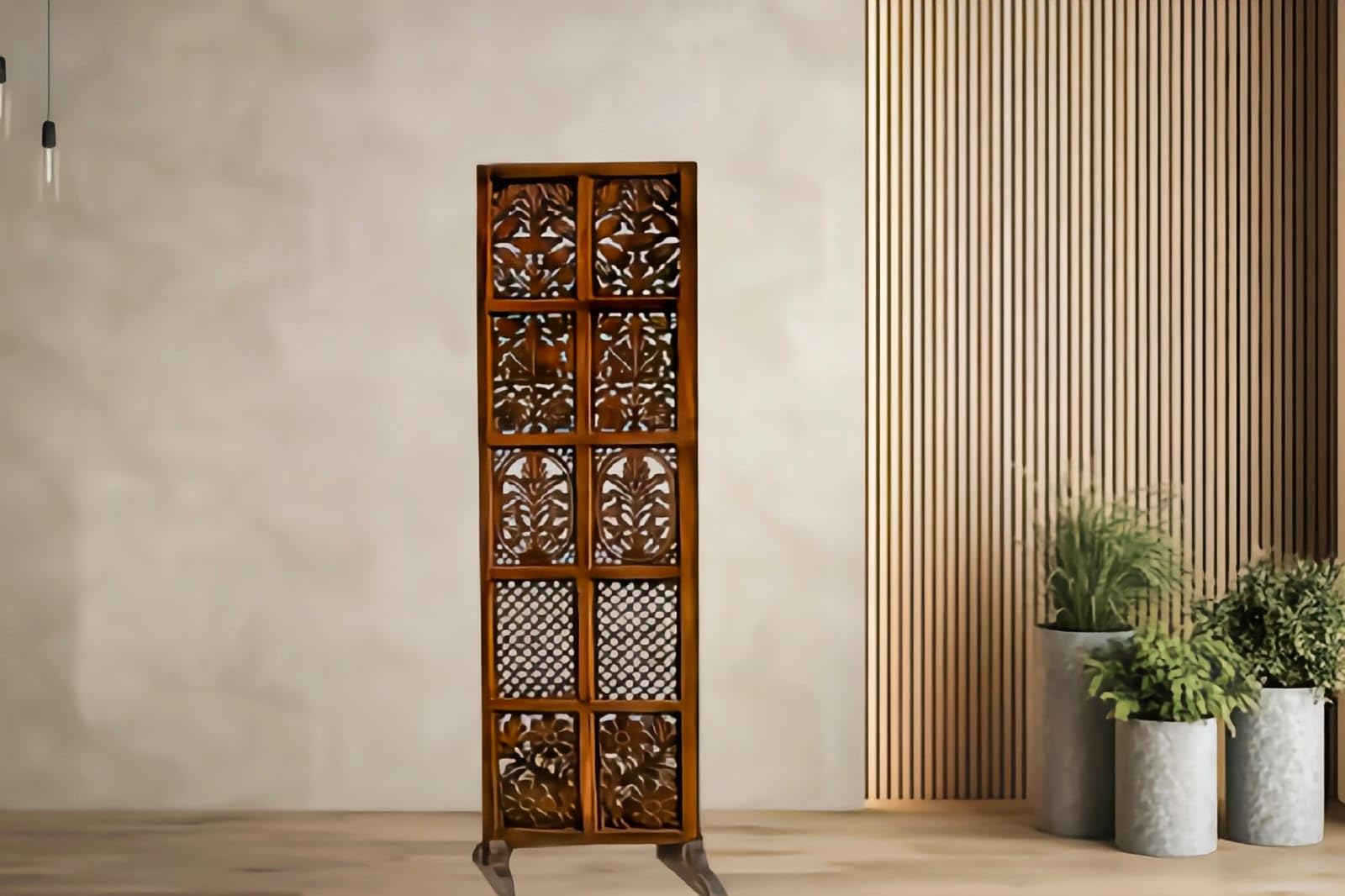 Wooden Room Divider/Partition for Living Room,Bedroom, Pooja Room & Home Decor (1 Panels partion Dark Antique Brown) (72 X 20 Inch)