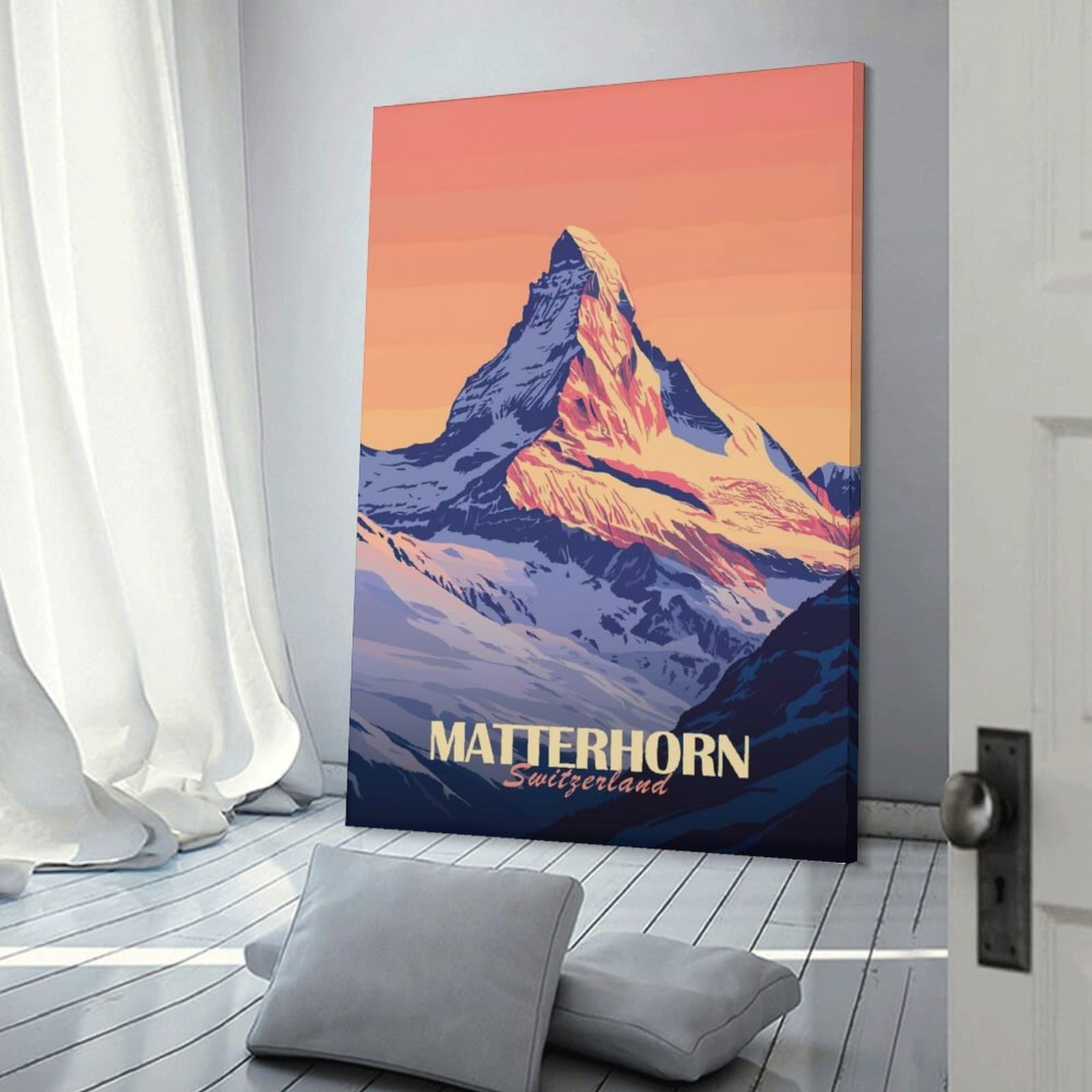 Junmoney Matterhorn Mountain Wall Picture Print 20x30inch(50x75cm), for Corridors, Hallways Or Apartment Entries, Wall Decor to Refresh Empty Corners