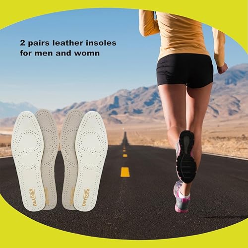Miniatura 7 de Bellcon - Plantillas de cuero para hombres y mujeres, plantillas de cuero blanco y beige para adultos, insertos de zapatos de longitud completa para
