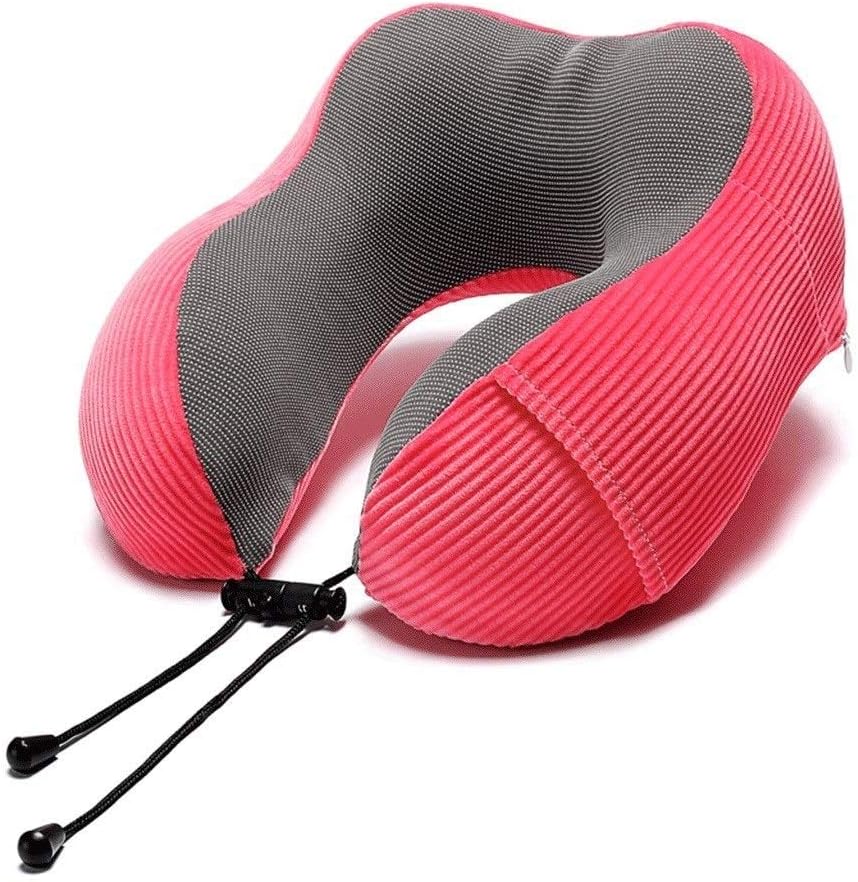 Memory Foam Travel Pillow, U-Shaped Adjustable Airplane Flight Pillow - 360-Degree Neck Chin Support Pillow