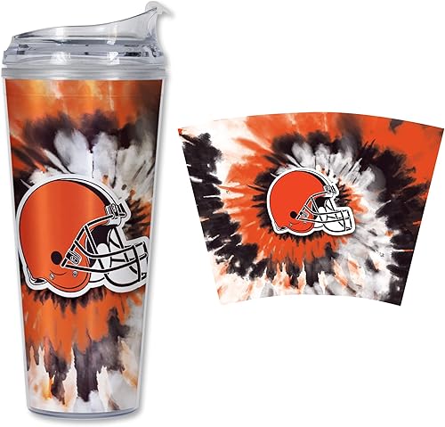 Miniatura 12 de Rico Industries NFL Football Glitter 24 onzas Vaso de purpurina acrílico con tapa con bisagra, Vaso de doble pared oficialmente licenciado