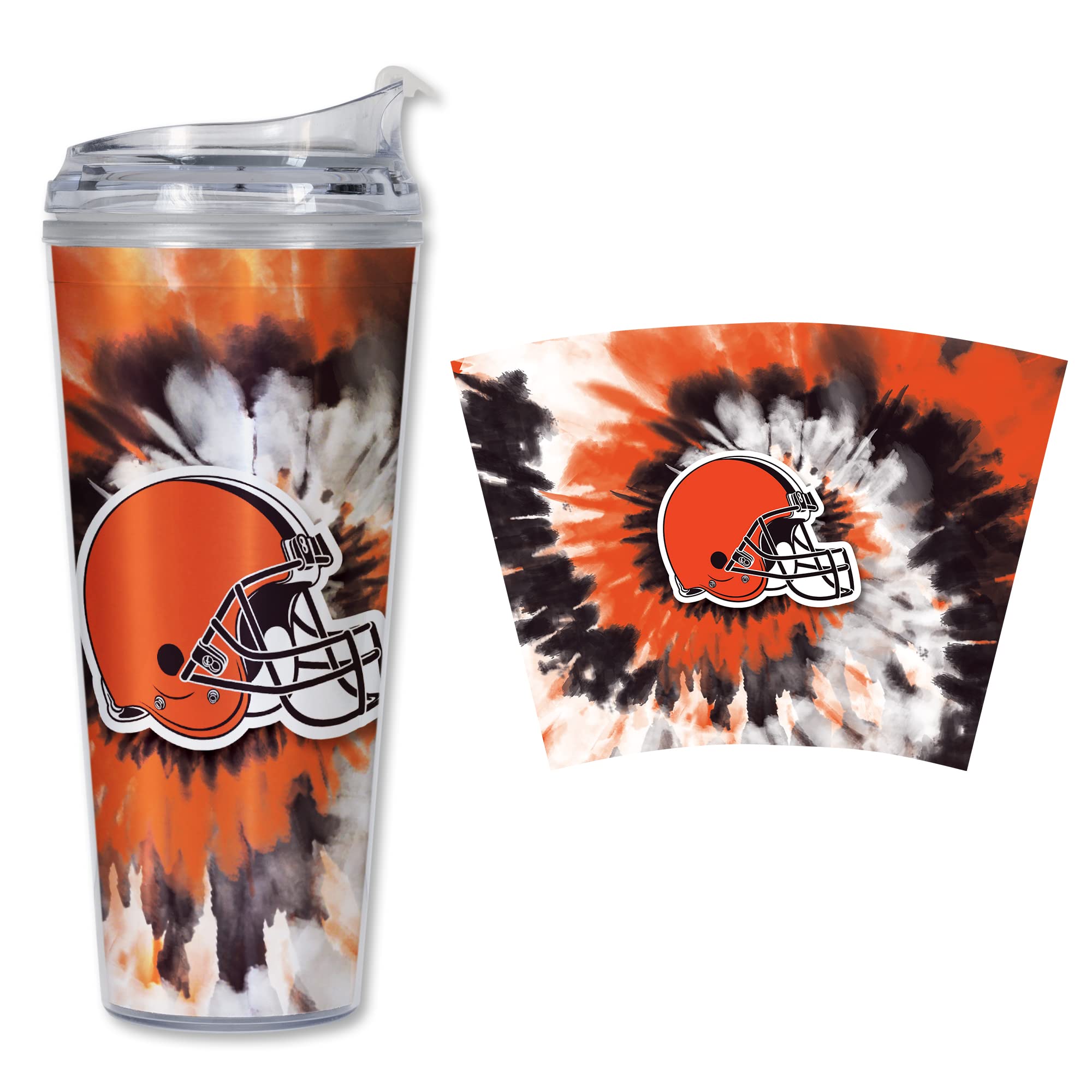 Rico Industries NFL Football Glitter 24oz Acrylic Glitter Tumbler with Hinged Lid, Officially Licensed Double Wall Tumbler with Straw