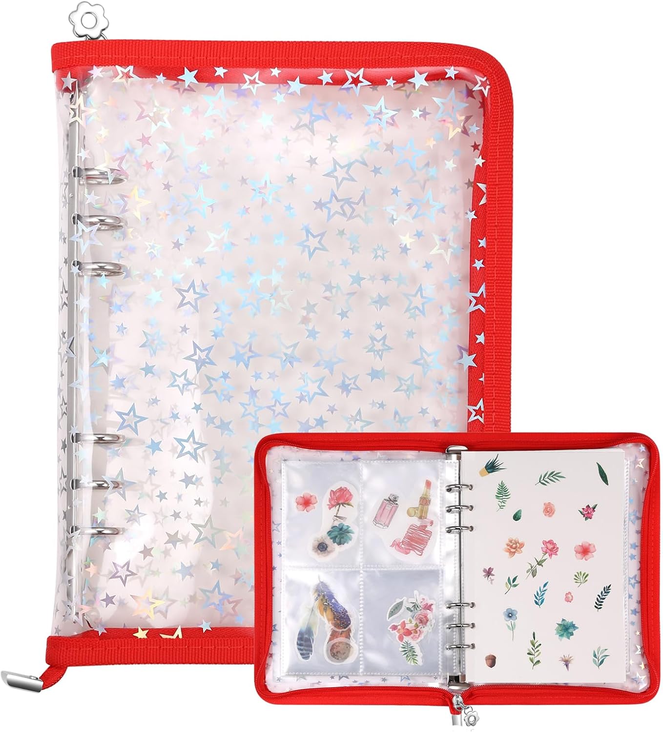 MUDOR 4 in 1 Sticker Storage Organizer, Binder with Storage Sleeves and Release Paper, Reusable Sticker Collecting Book Album Holder, A5 Blank Container Organizer