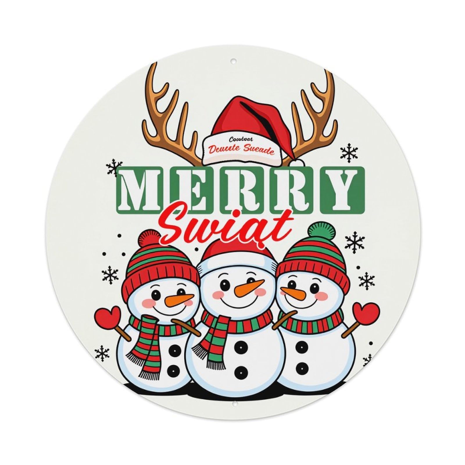 Merry World Snowmen Reindeer Hat Metal Tin Sign Vintage Garden Bedroom Cafe Bar Man Cave Home Wall Decor Metal Poster 8x8 inches