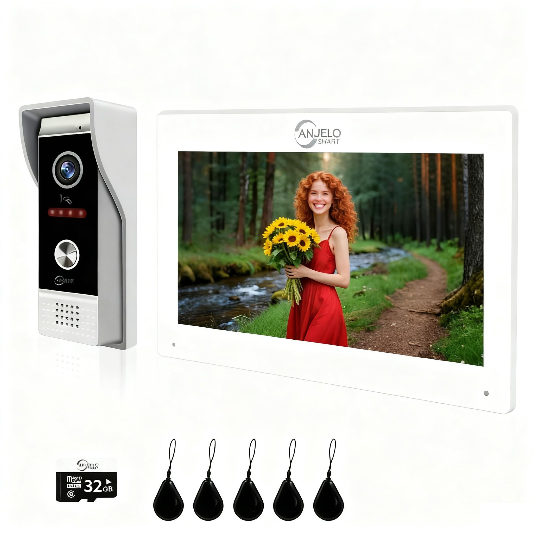 Wired Smart Video Intercom System - 1080P Doorbell Camera with 7" Touch Monitors,3 in 1 Unlocking,TUYA WiFi Door Phone Kits, Ideal for Apartments, Villas & Homes (White)