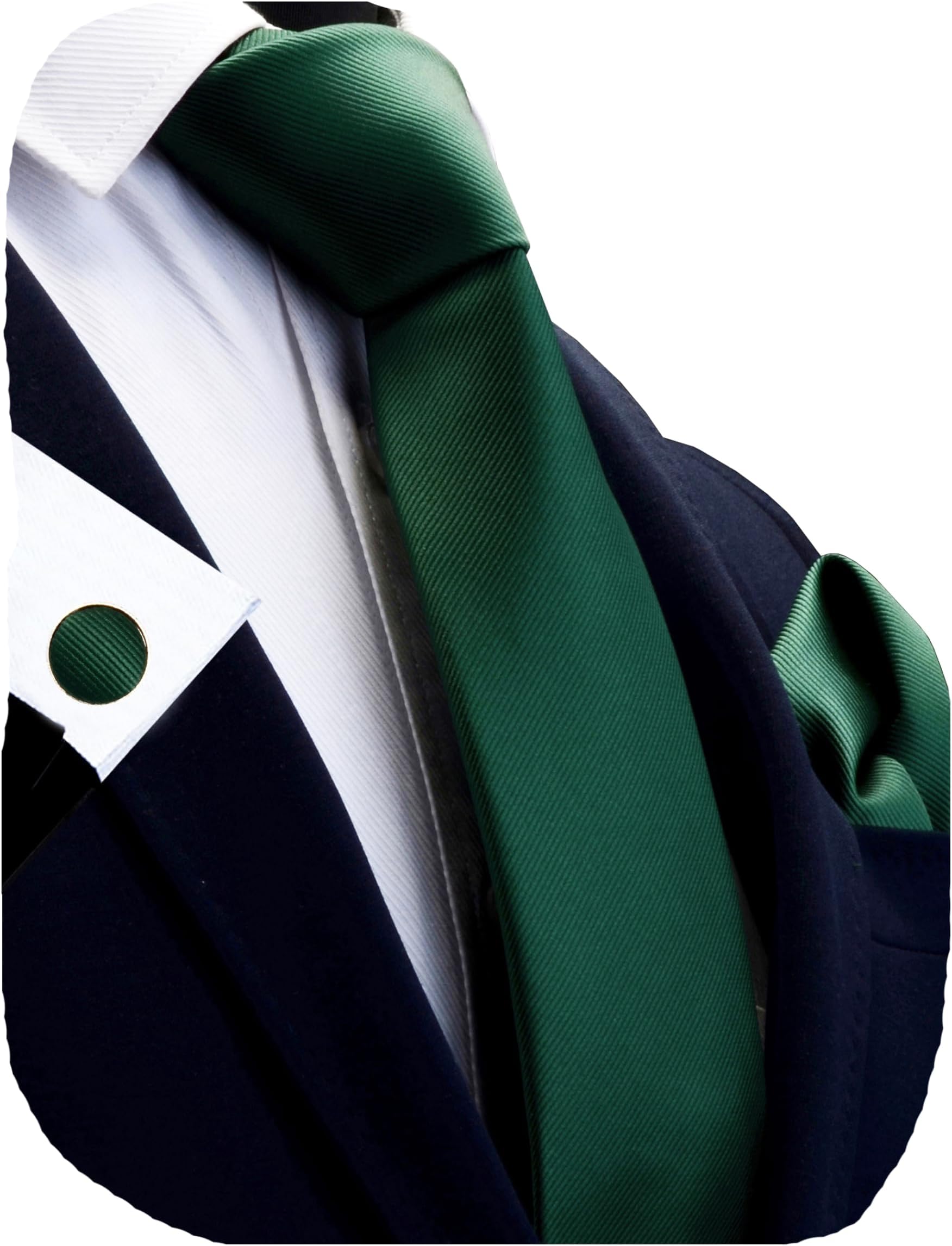 3.15"（8cm） Solid Color Necktie and Pocket Square Cufflinks Sets For Men + Gift Box