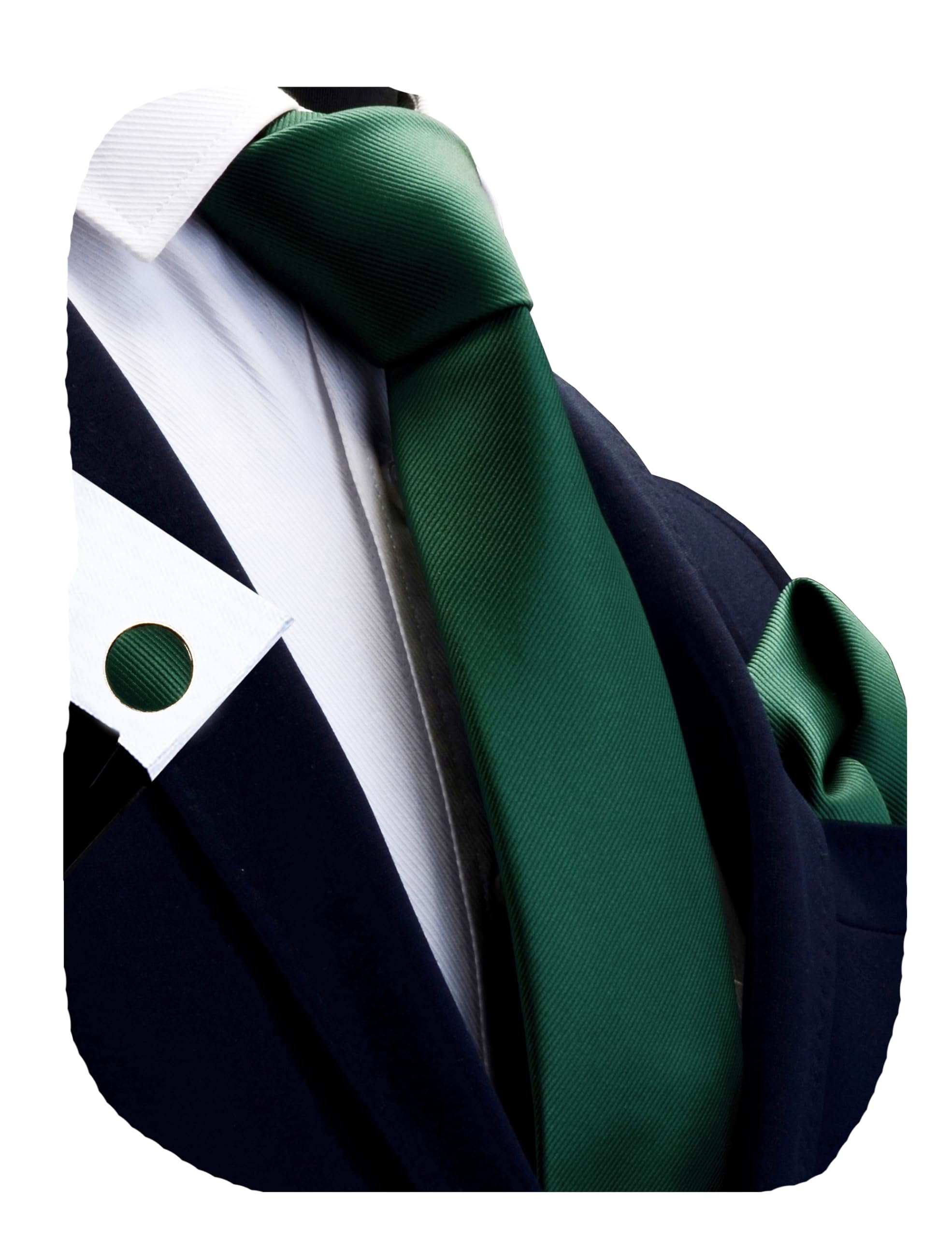 3.15"（8cm） Solid Color Necktie and Pocket Square Cufflinks Sets For Men + Gift Box