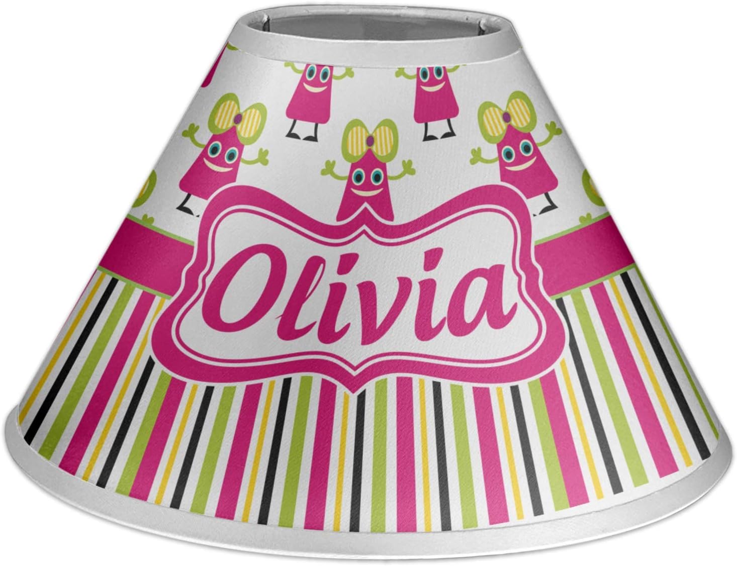YouCustomizeIt Pink Monsters & Stripes Coolie Lamp Shade (Personalized)