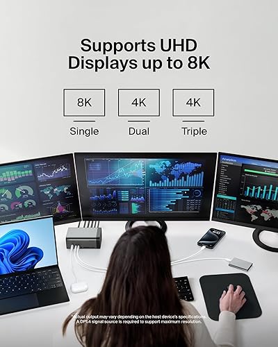 Vista 6 de Belkin Concentrador USB-C, 11 en 1 Pro GaN Dock 150W, estación de acoplamiento multipuerto con USB-C, USB-A, Ethernet, SD, MicroSD, puerto de 0.138