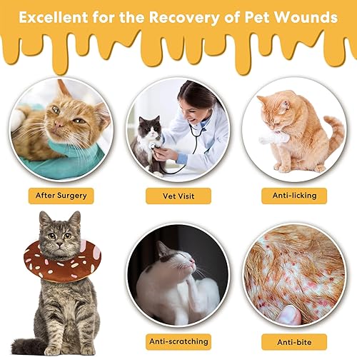 Miniatura 7 de Collar de cono de gato suave, collar de dona para gato, collar ajustable para cirugía para curación de heridas, los collares Elizabeth son adecuados