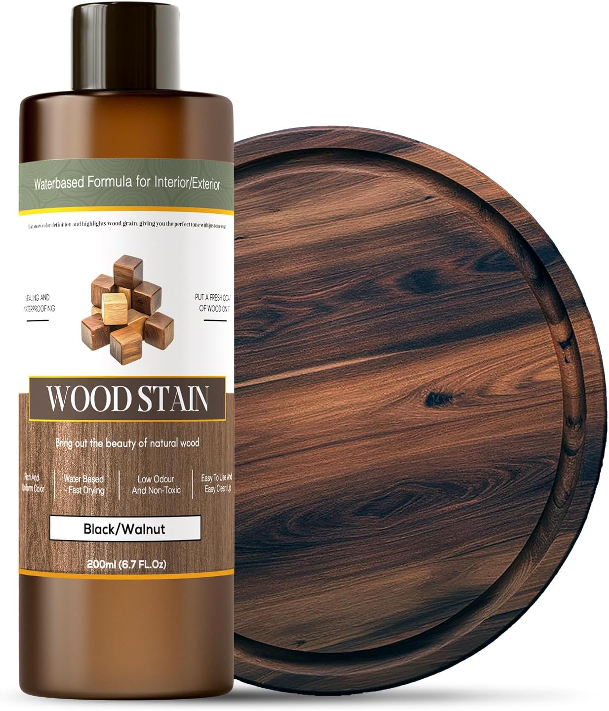 Wood Stain - Stain for Wood - Natural Stain for Furniture - Water Based | Fast Drying, Low Odor - Outdoor & Indoor Paint for Paneling, Cabinets and More - 6.7oz (Mahogany)