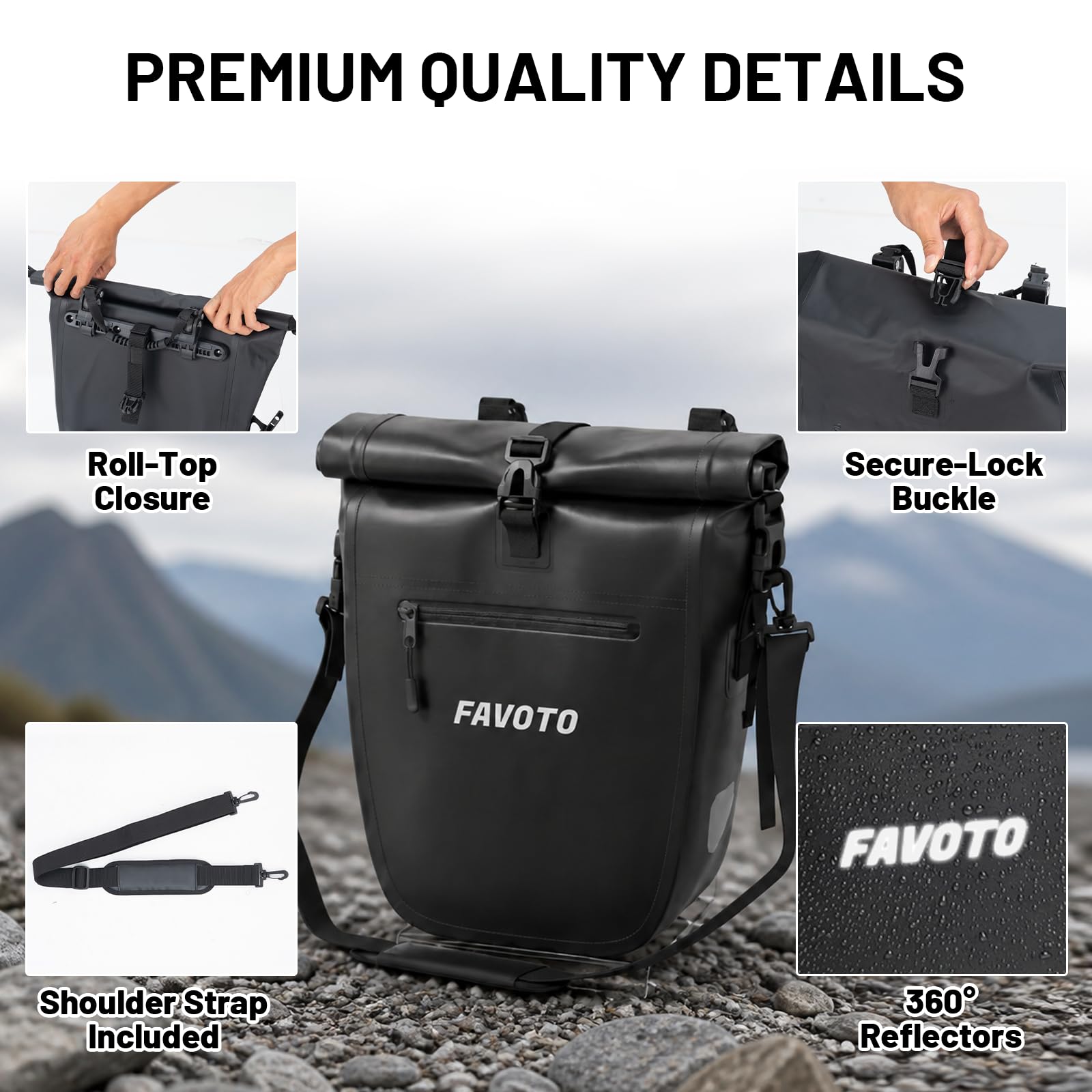 Favoto wasserdichte Fahrradtaschen für Gepäckträger, 24L*2