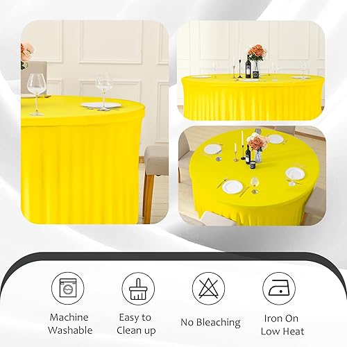 Miniatura 83 de Mantel redondo de 60 pulgadas blanco con borde elástico – Mantel ajustado sin arrugas y lavable para mesa redonda de 5 pies, mantel reutilizable