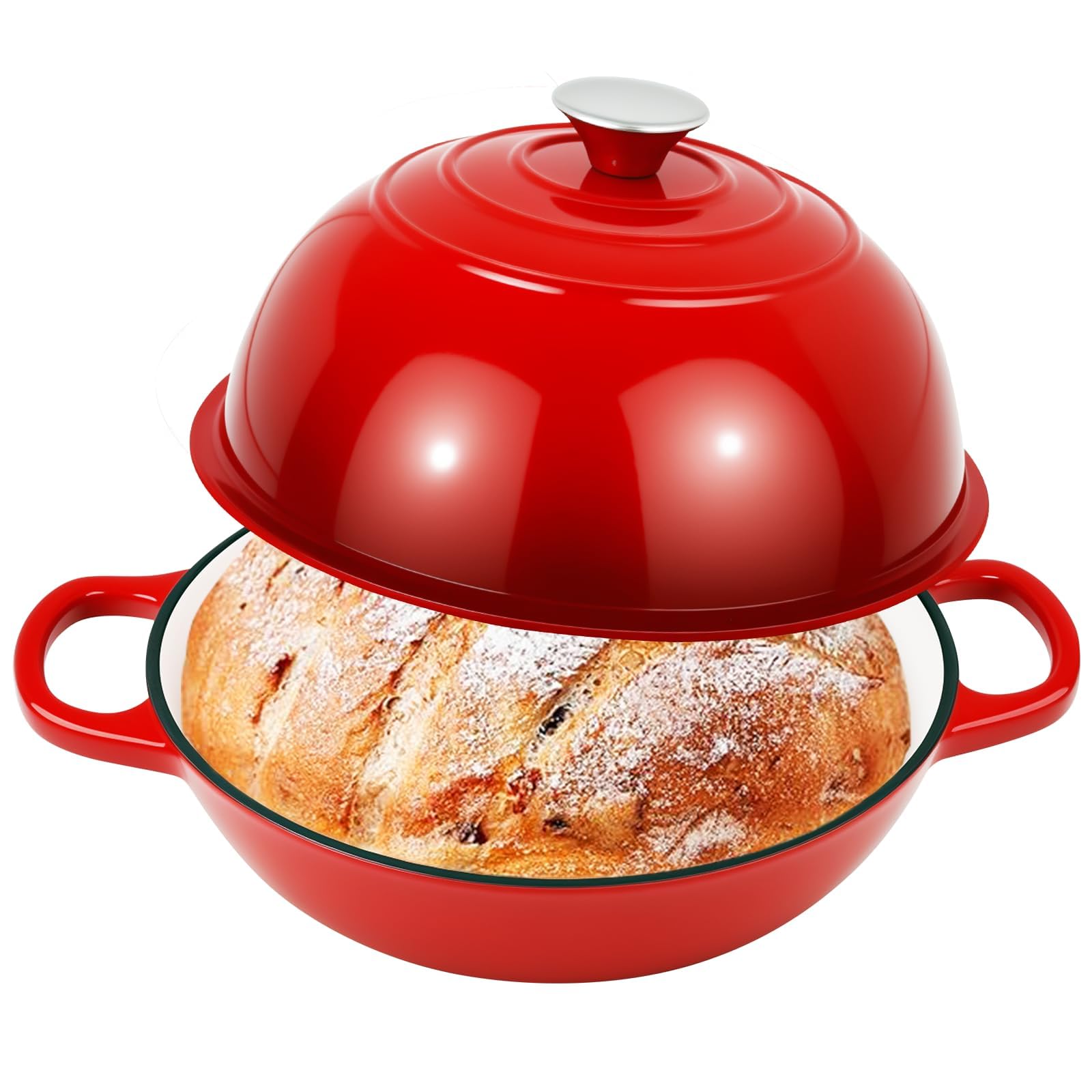 Gusseisen Topf Brot Backen,5,7L/26cm Bräter Emaille Schmortopf
