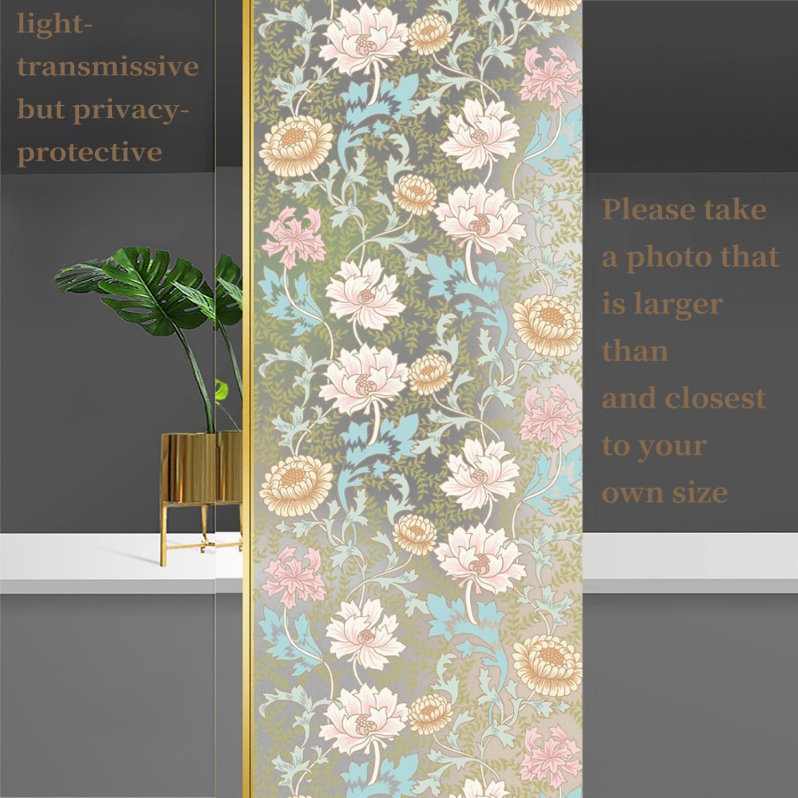 Vinilo Adhesivo Cristal Decorativo Flores De Primavera Vinilos para Cristales Privacidad Estatico Anti UV Reutilizable para Oficina Dormitorio Sala de Estar Vinilo para Ventanas