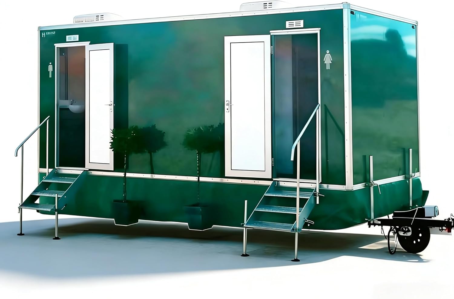 Mobile Toilet Trailer – Prefab Steel Portable Restroom with Water Tank for Job Sites