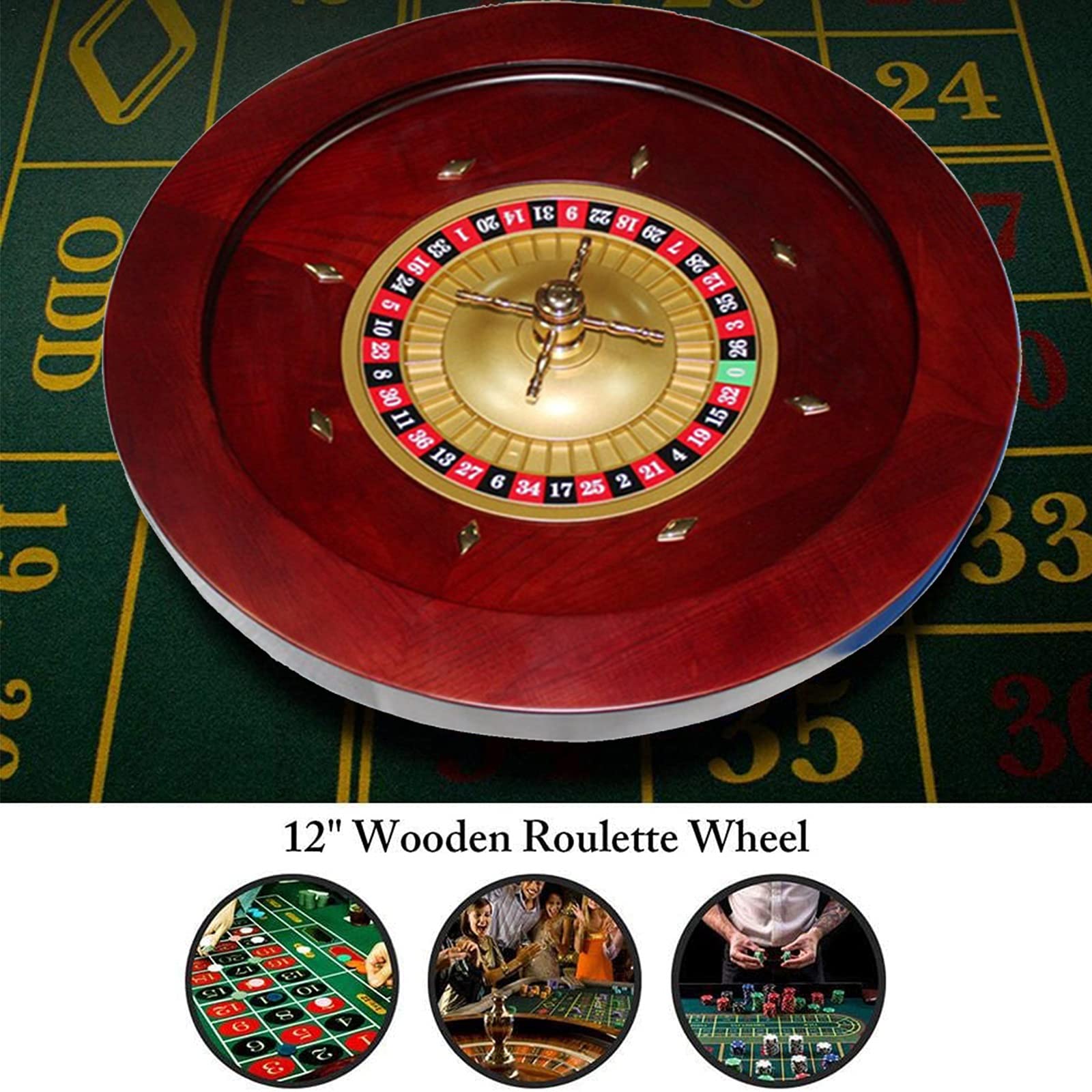 Holz-Roulette-Rad-Set mit Einzel-Null-Layout, Casino-Qualität, Präzisionskugellager, Flugzeug-Aluminiumschale, perfekt für einen Spielabend zu Hause oder eine Club-Party-Süßigkeiten