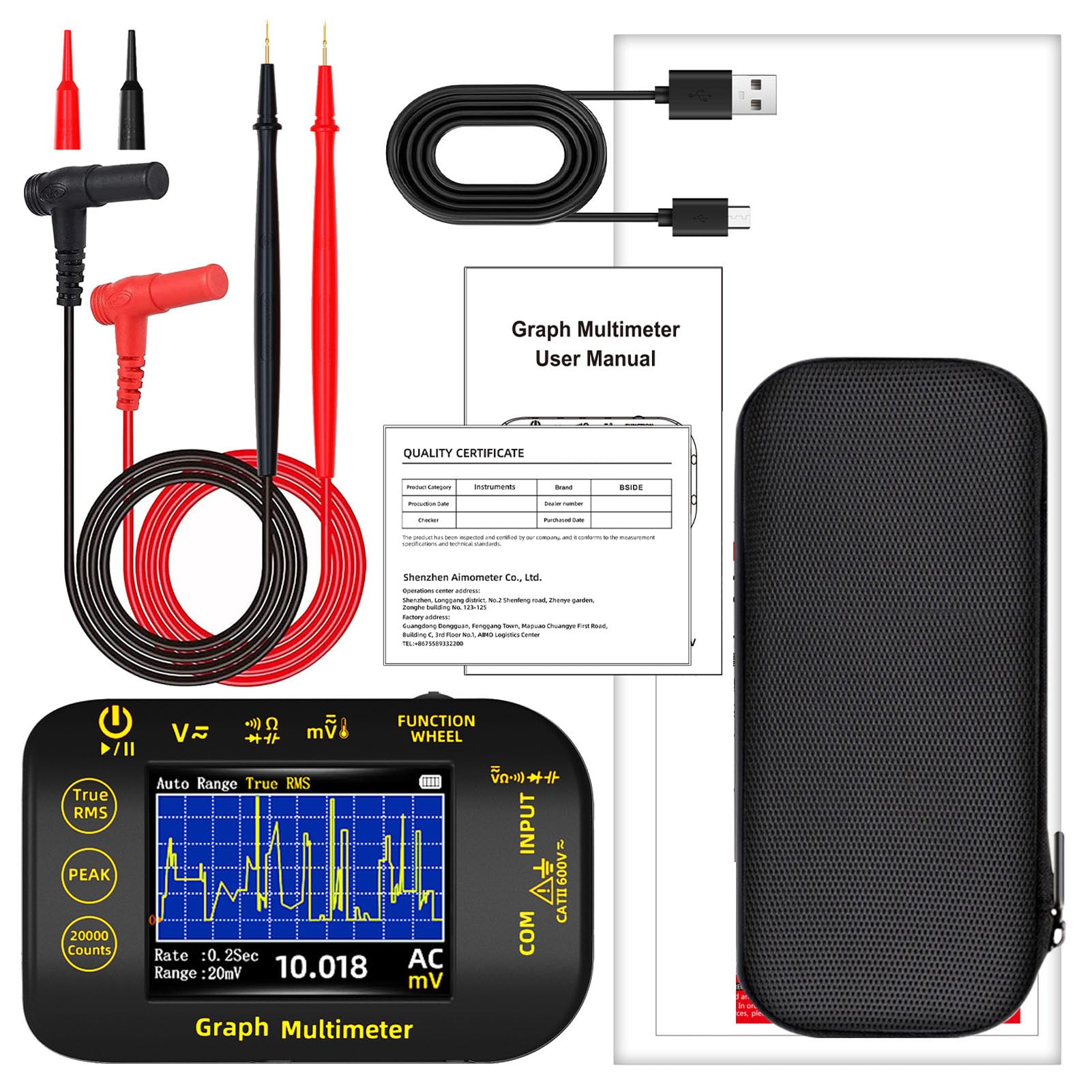 Tester Digital Multimetro Digitale S450 PV Schermata a Colori TFT 2,8 Pollici per Pannelli Solari