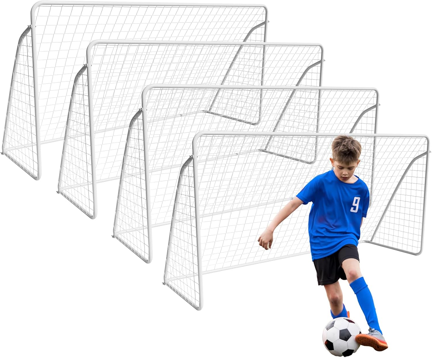 LIFERUN 12x6 FT Portable Soccer Goal for Backyard, Adult & Kids Soccer Goal with Heavy Duty Steel Frame, Net and Ground Stakes, for Home School Practice Training Aid Soccer Field Equipment