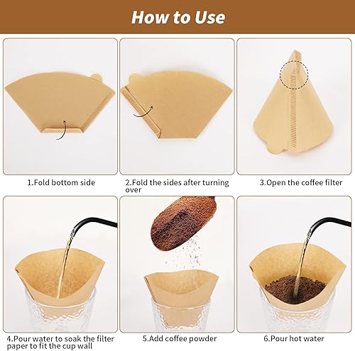 Miniatura 4 de Filtros de café #2, 500 filtros de café desechables naturales sin blanquear, 2 papel de cono de filtro para cafeteras