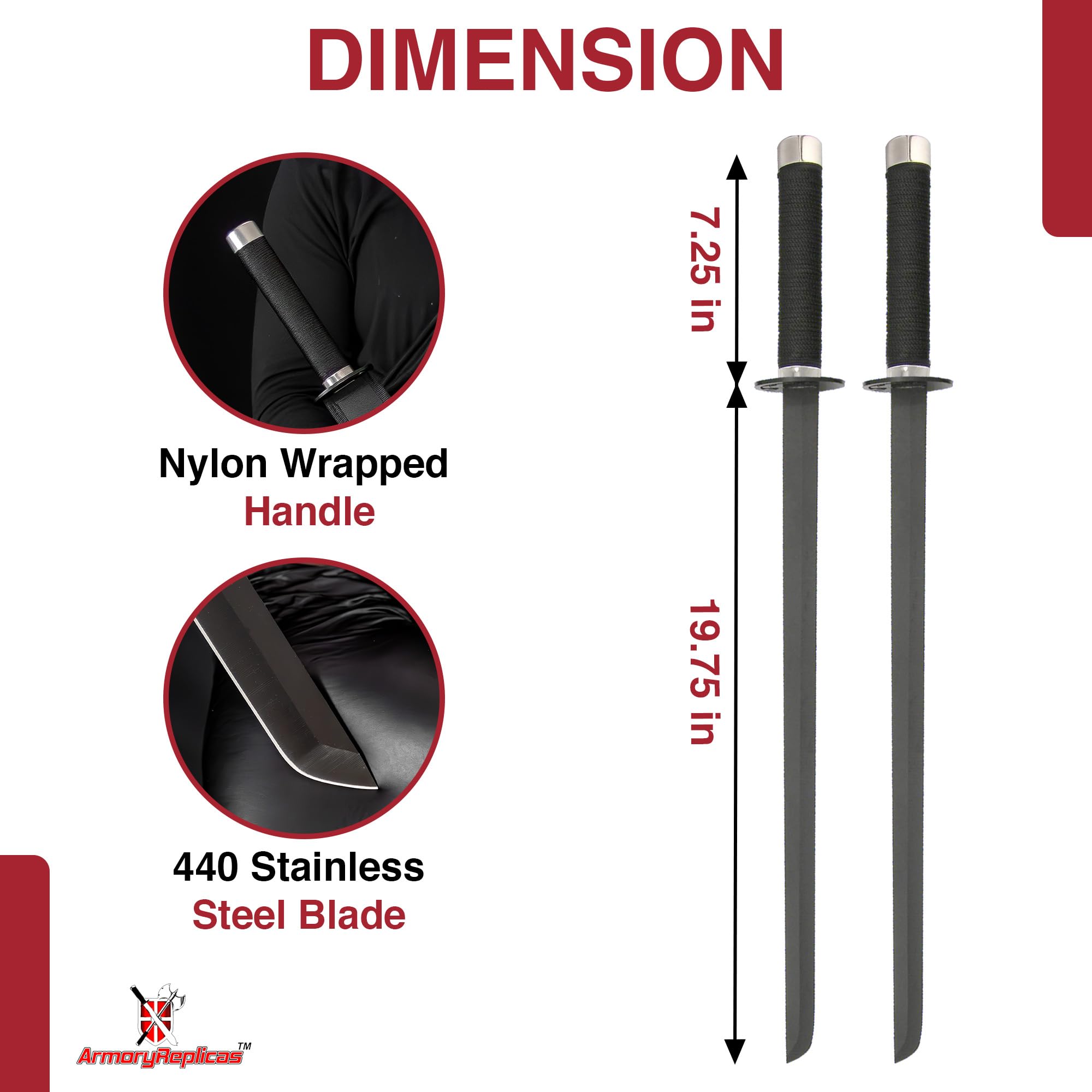 Armory Replicasโข Ninja Twin Sword Collection โ Dual Stainless Steel Blades with Tactical Sheath Options