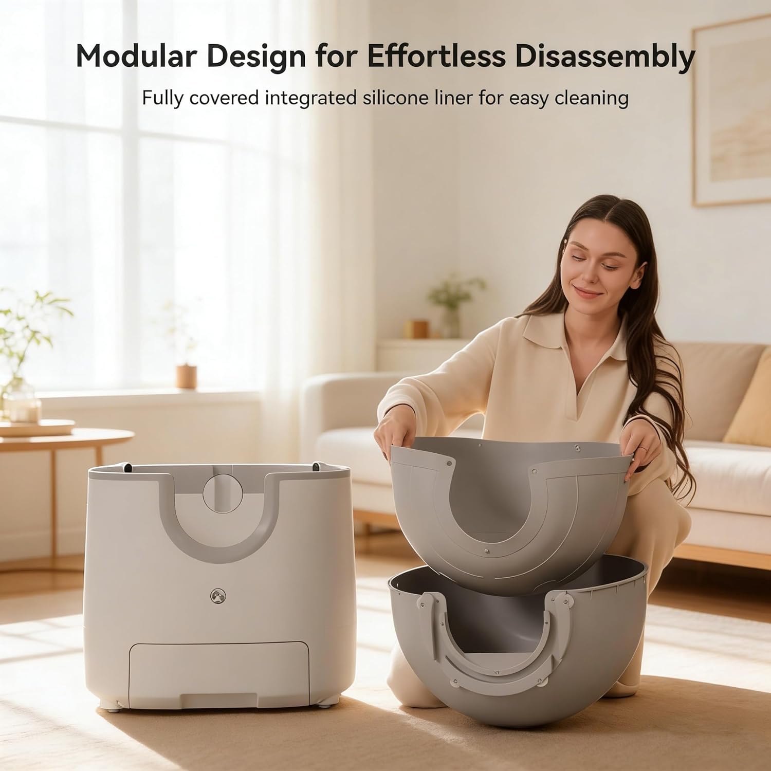 Self-Cleaning Cat Litter Box for Multiple Cats – Large Capacity, Open-Top Design with Enhanced Safety & Included Trash Bags (Upgraded Model)