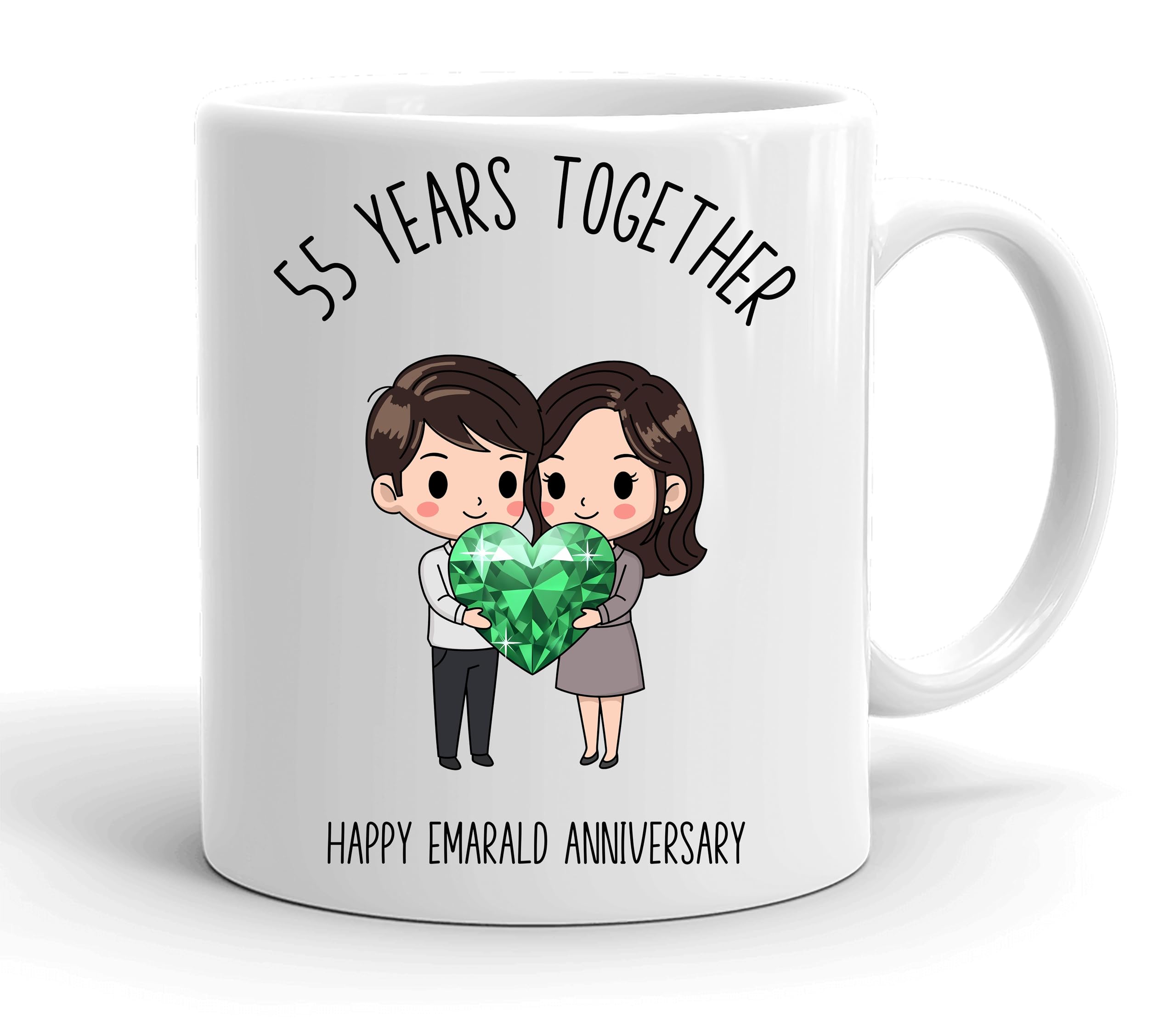 VIROSA 55 Years Emerald Anniversary Mug – 11oz Ceramic Coffee Cup Gift for Husband, Wife, Couples – Fifty-Fifth Wedding Anniversary Present Idea, Romantic Keepsake — image 1
