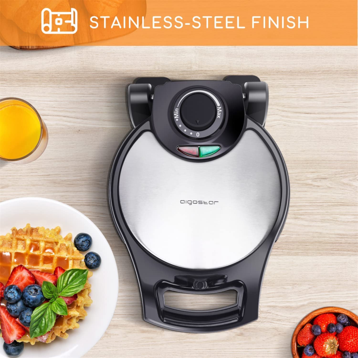 Belgian Waffle Maker, 8 Inch Flip Waffle Irons with NonStick Surfaces