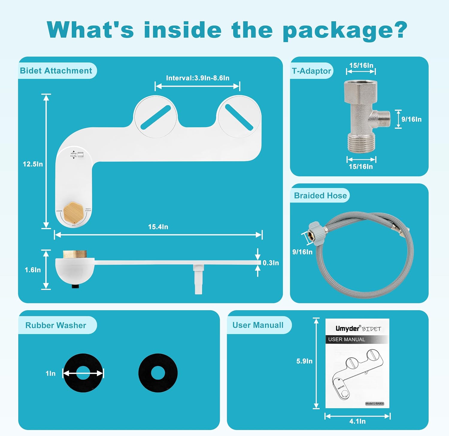 Bidet Attachments for Toilet Seat,Non-Electric Cold Wash Bidet,Adjustable Water Pressure&Spray Angle for Front&Rear Wash,Self-Cleaning Nozzle,Fits Elongated&Round Toilet,Bamboo Knob