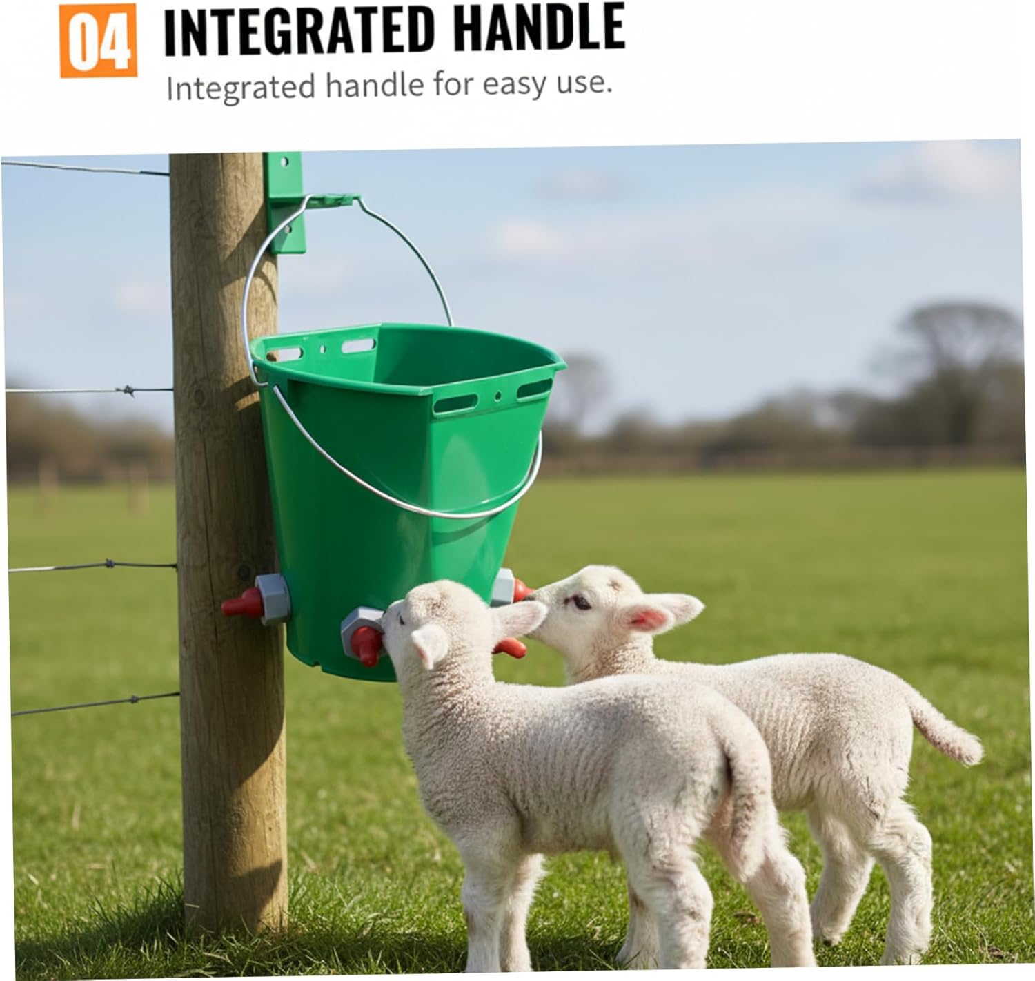 Lamb Milk Feed Bucket, 8L Livestock Milk Goat Feeder with Nipple, 5 Mouth Green Animal Feed Pot, Nursing Bottles for Goat Lamb