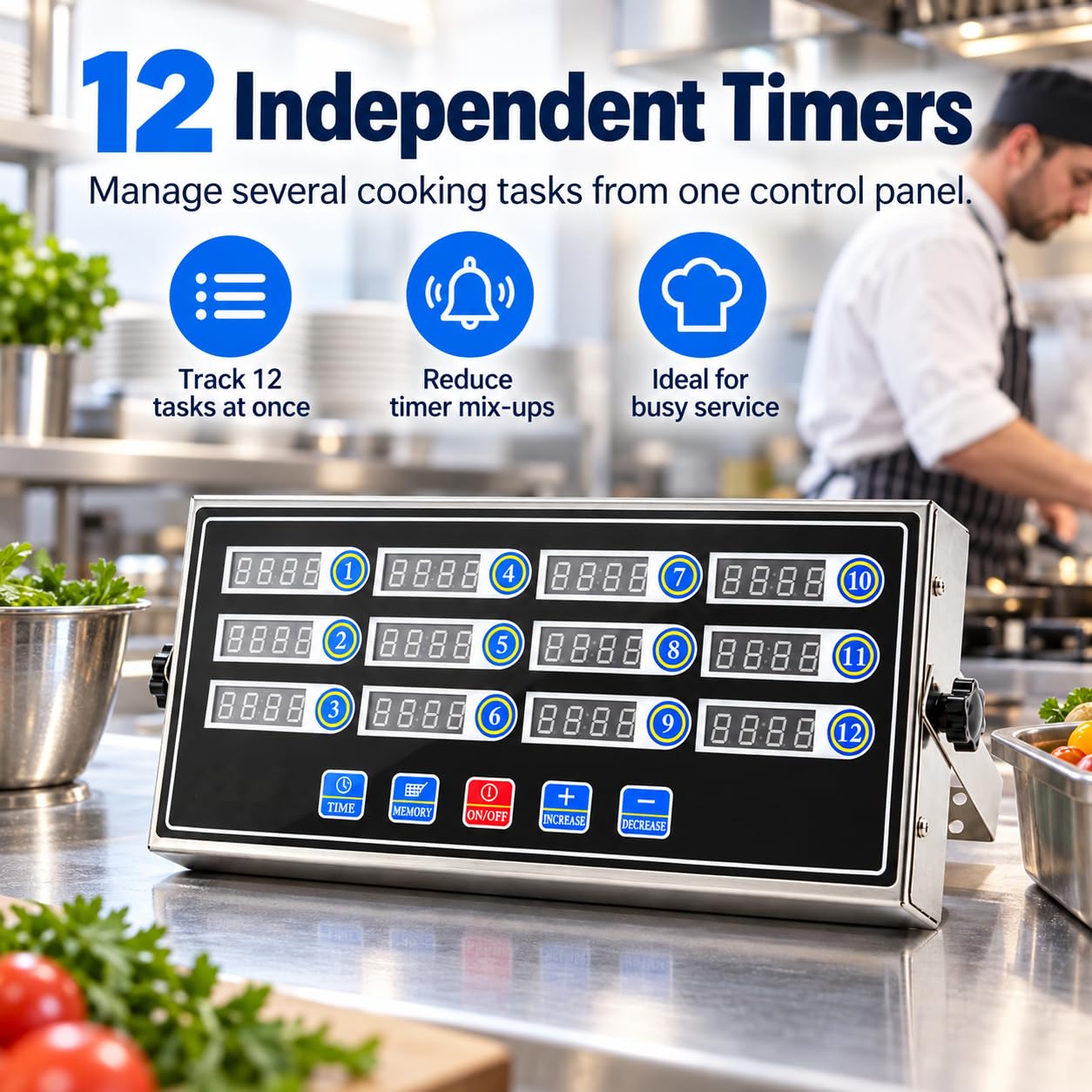 Kuchenny timer 12-kanałowy cyfrowy odliczający przypominacz dla restauracji