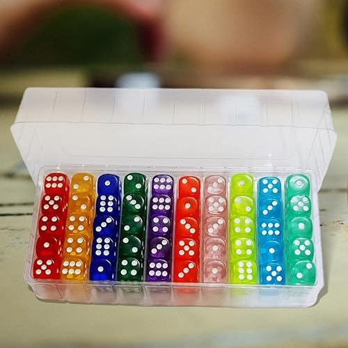 Miniatura 4 de DYNWAVE Juego de 100 dados de 6 caras de acrílico translúcido a granel esquina redonda de 0551in para jugar juegos recuerdos de fiesta regalos de