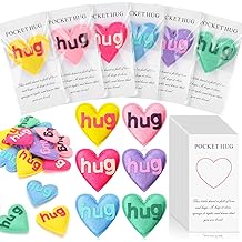 Fanfanwin 24 Set Pocket Hug Gifts Bulk, Handmade Felt Hug Heart with Inspirational Cards and Bags, Gifts for End of Year Student, Mother's Day, Teacher, Nurse, Adults Party Favor