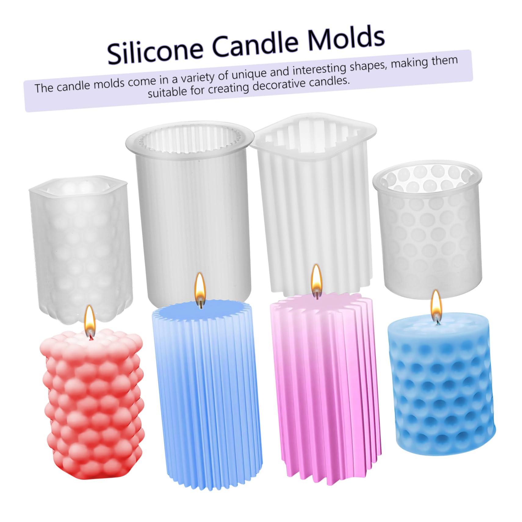 NUOBESTY 3 Set Di Per Candele in Silicone Per Candele A Colonna Kit Per La Creazione Di Candele Facili Da Usare Per Progetti 4 Pezzi * 3