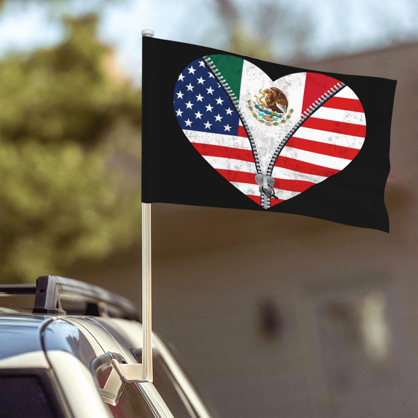 Amazon.com : Heart American Flag And Mexico Flag Car Flags, 18x12