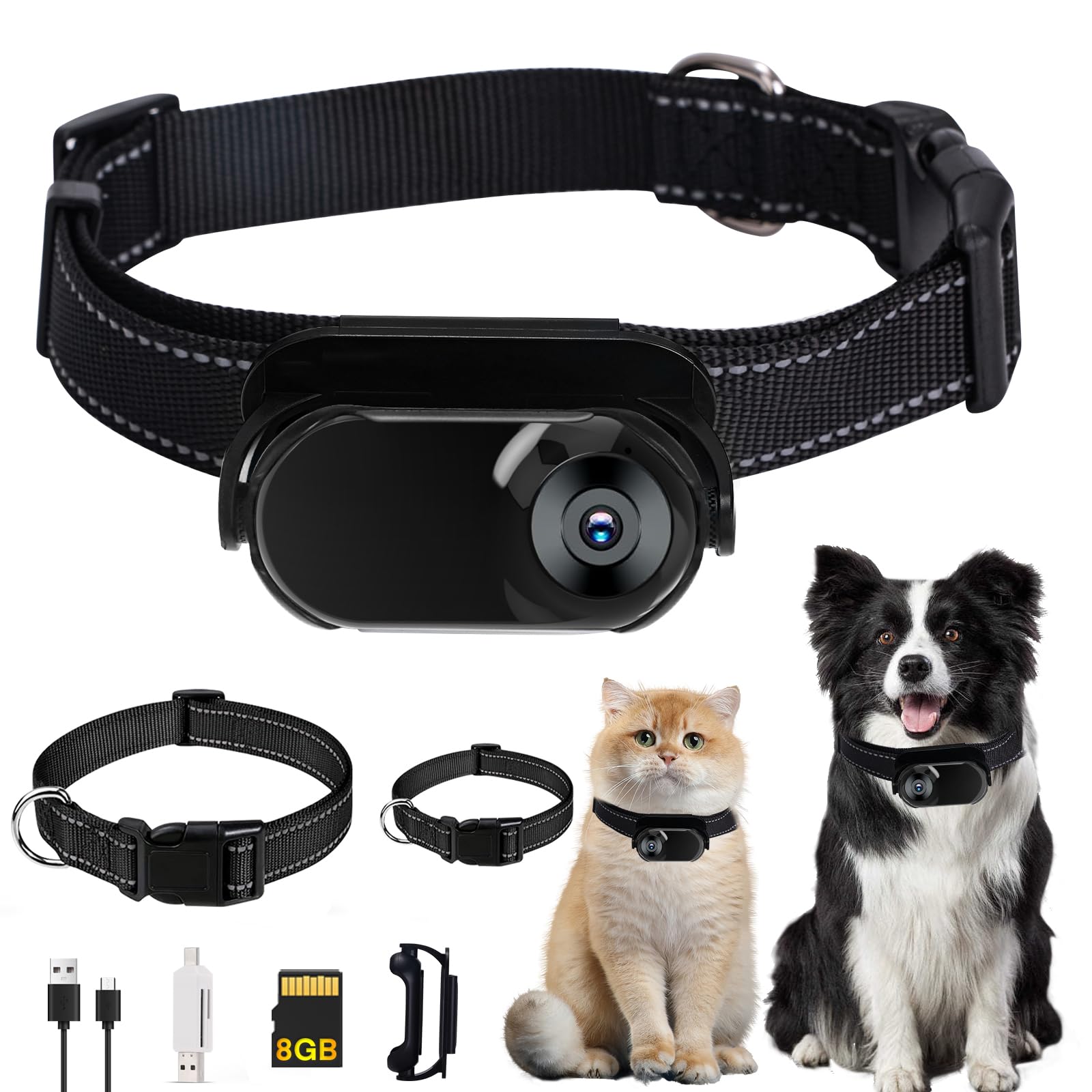 Katze Kamera Halsband, Upgrade 360 Drehbar 1080P HD Katze Hundehalsband  Kamera mit 8GB SD Karte, Hund Katzenhalsband Kamera fr Haustierbedarf,  Videoaufzeichnungen Kabellose Kamera fr Katzen Hunde : Amazon.de: Haustier