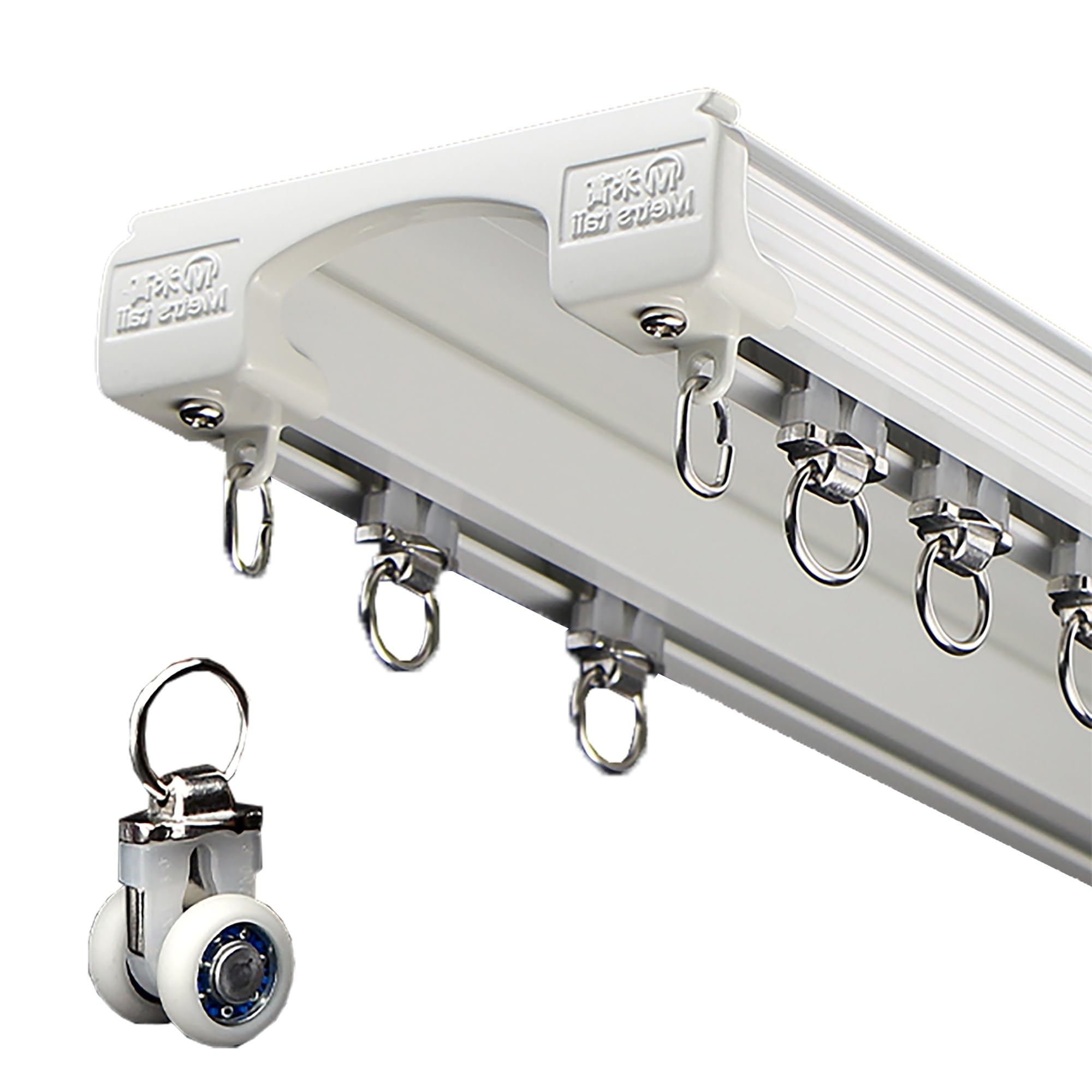 Rail double rideau alu blanc de 5,4m pour plafond