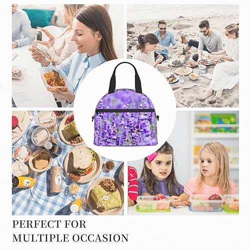 Miniatura 9 de Bolsa de almuerzo de lavanda morada para mujeres y hombres, reutilizable, aislada, lonchera para el trabajo, picnic, viajes
