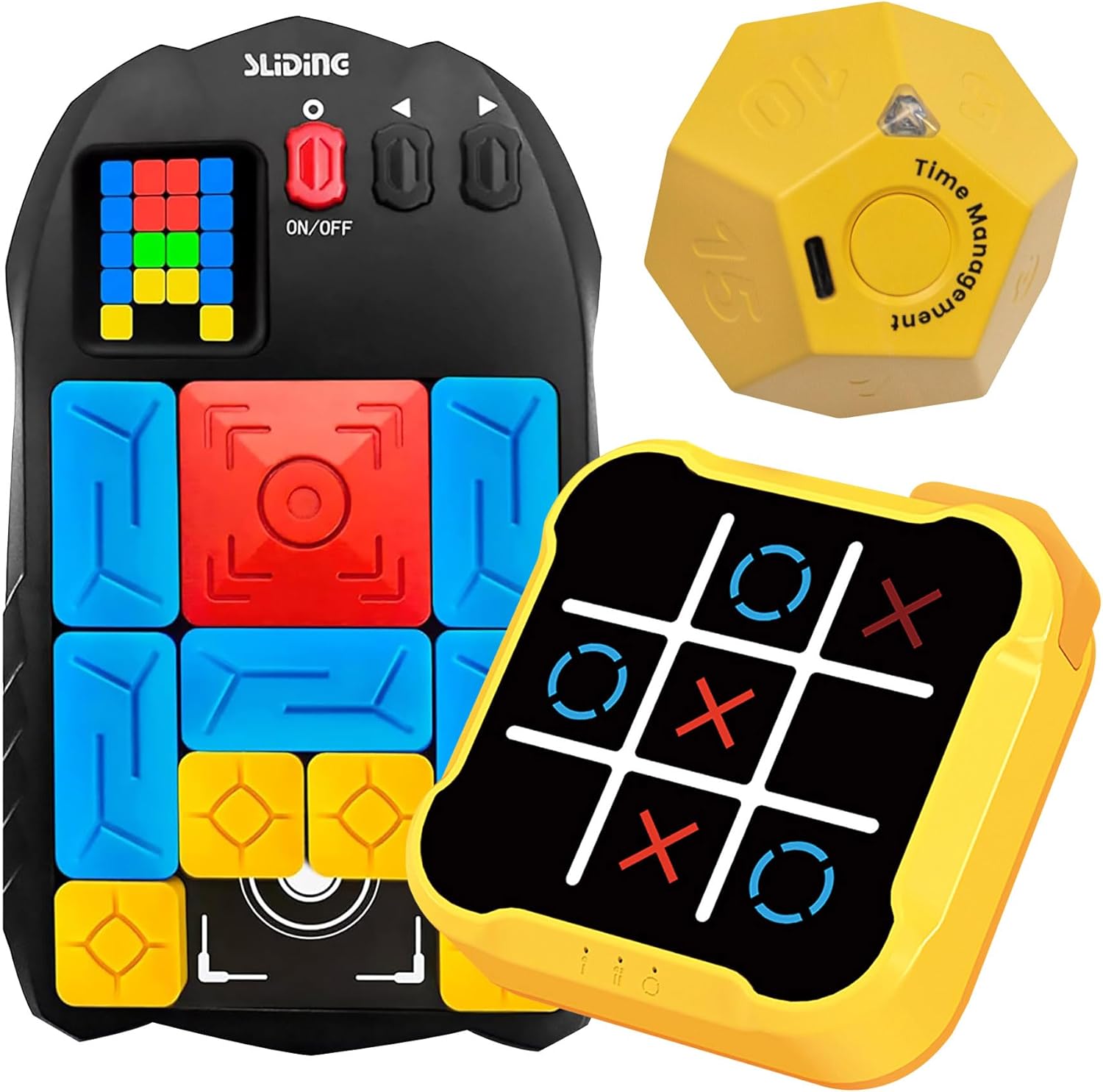 Super Slide Puzzle Game,Tic Tac Toe Bolt Game,Mini 12 Sided Cube Timer,The Combination of Timing and Toys can Allow You to Experience More Fun,Birthday Gifts for All Ages