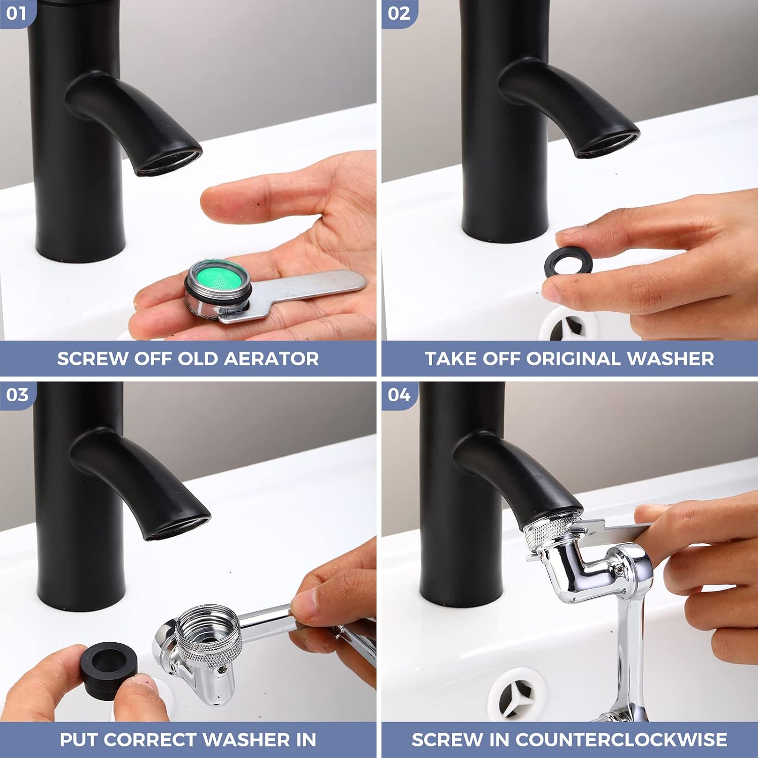 Faucet Extender for Bathroom Sink with 2 Water Outlet Modes, Universal 1080° Rotating Robotic Arm Faucet Aerator, Brass Sink Faucet Attachment, for Kitchen & Bath Faucet Parts Replacement