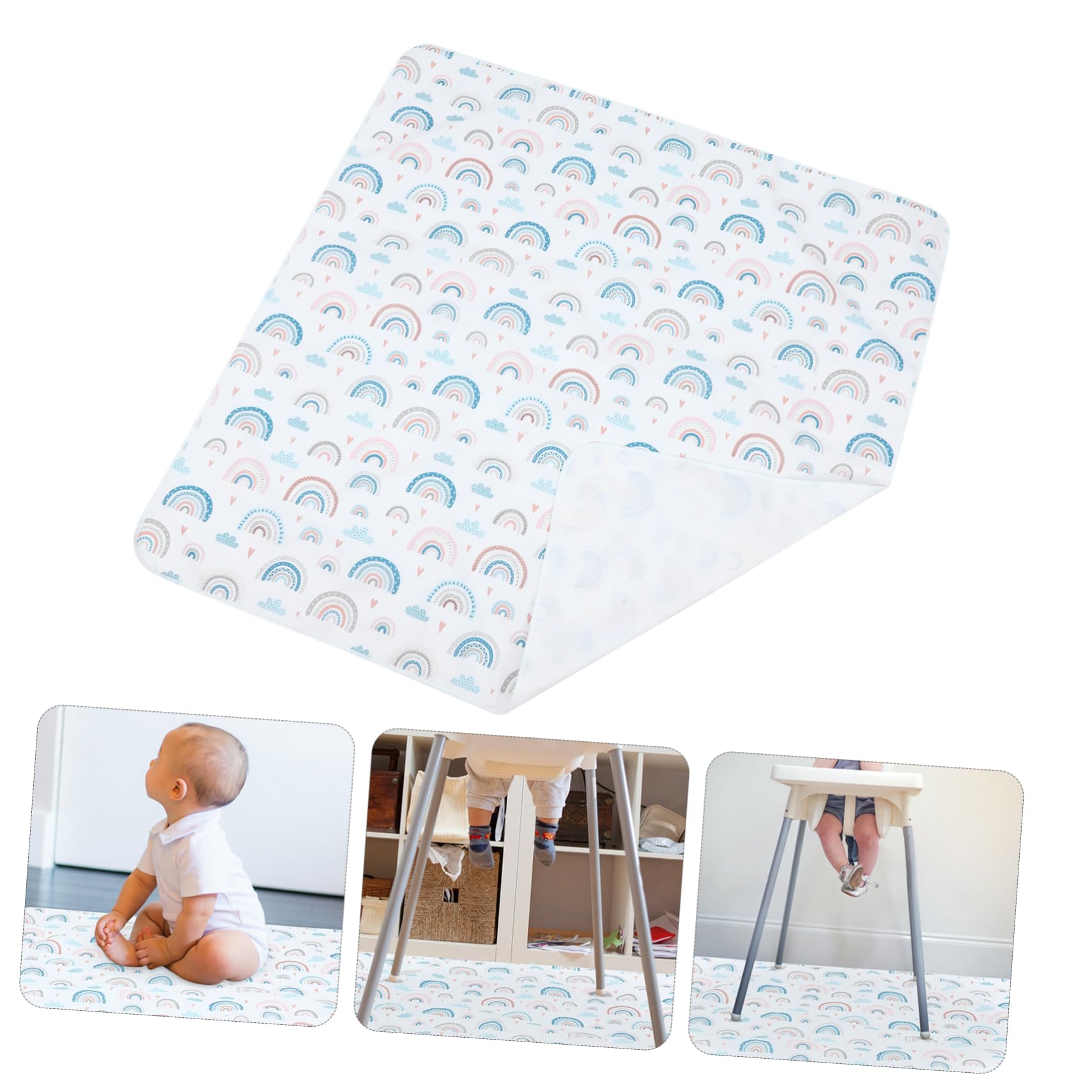 KOMBIUDA Tapis Sous Chaise Haute Et Tapis De Sol Antidérapant Pour Bébés Pratique Et Facile à Nettoyer Pour Repas Jeux Conception Mignonne Et Portable
