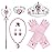 Princess Dress Up Party Accessories for Princess Costume Gloves Tiara Wand Necklace Earrings Bracelet and Ring Gift Set 9pcs (Pink, Set of 7, 9pcs)