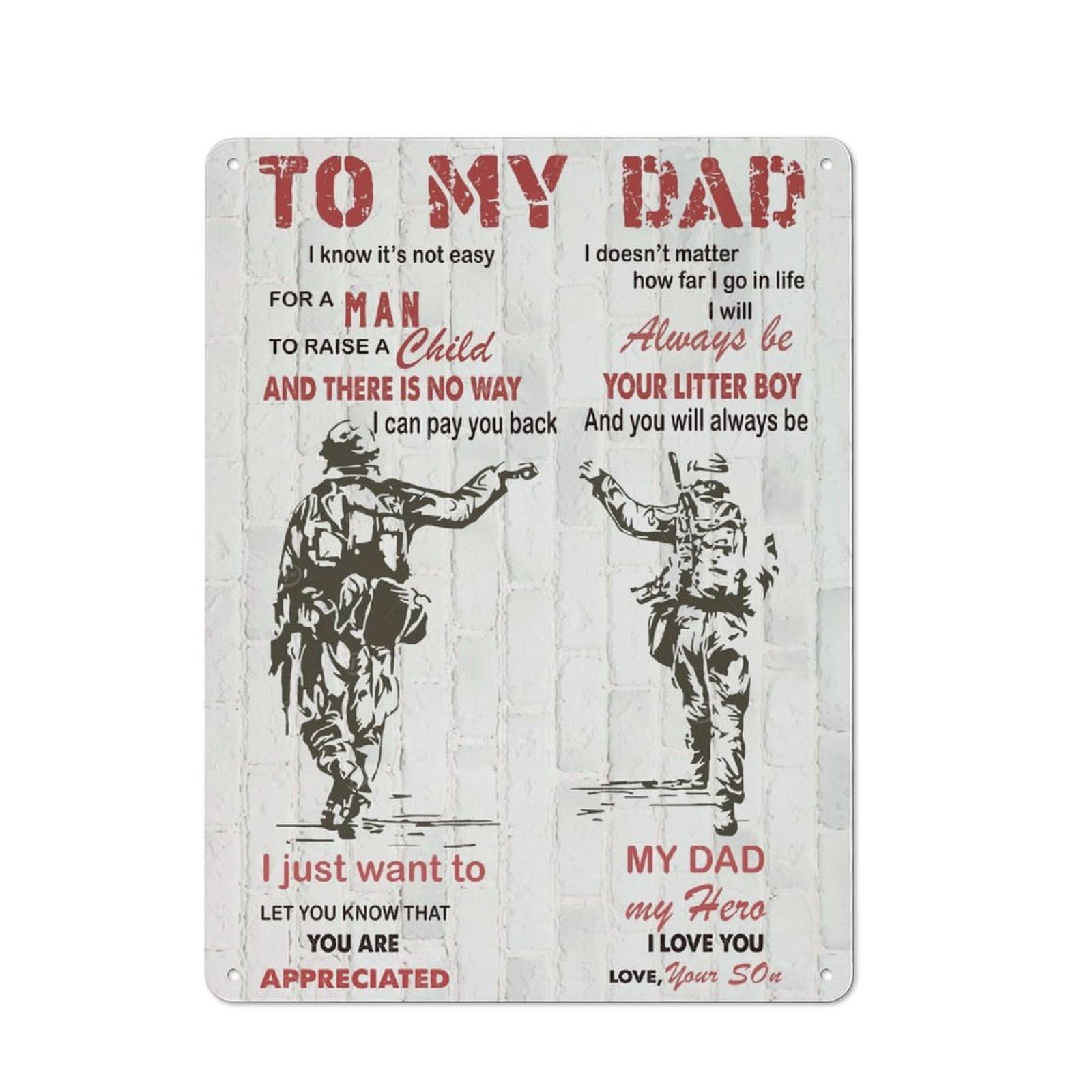 Junmoney Style-23 Tin Wall Plaque 40X30cm With To My Dad(3) For Garage Wall, Suited To People Furnishing A Garage