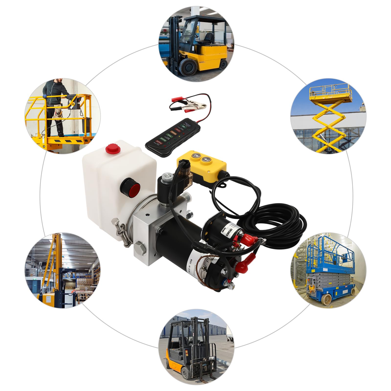 Hydraulikpumpe, 800W 2850rpm Elektrische Hydraulikpumpe mit Fernbedienung Hydraulikaggregat 12V einfachwirkende Hydraulikpumpe, Hydraulikpresse für Kippanhänger